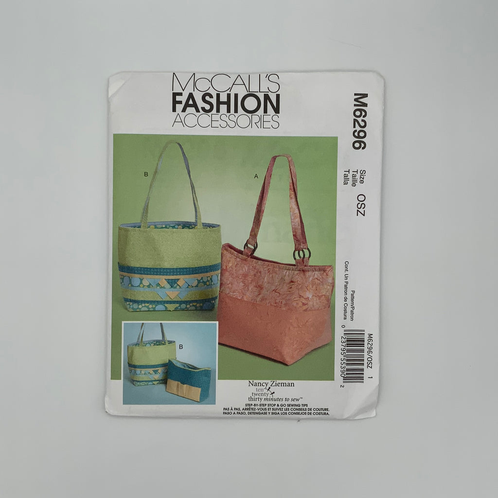 McCall's 6296 (2011) Tote Bags with Style Variations - Uncut Sewing Pattern