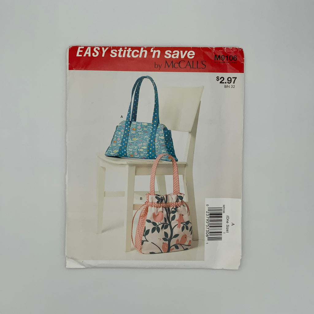 McCall's 9106 (2015) Bags with Style Variations - Uncut Sewing Pattern