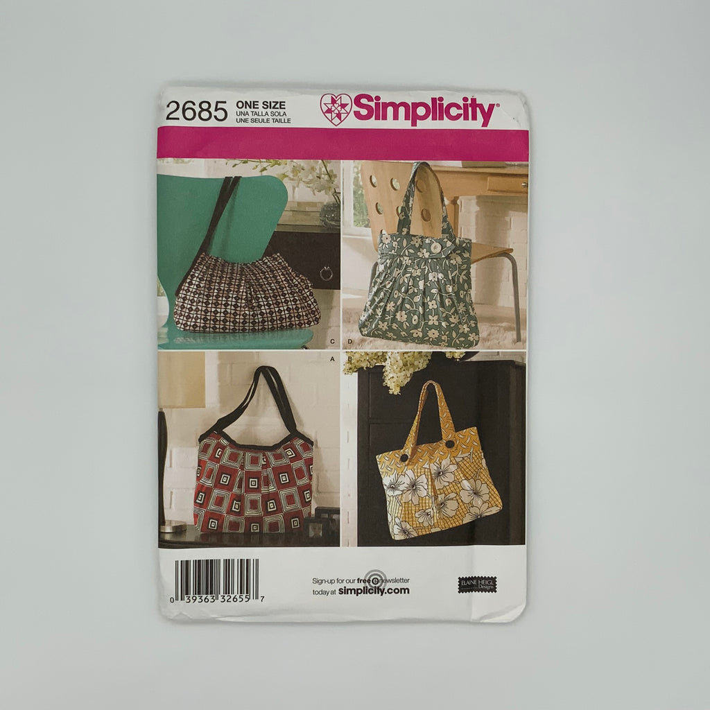 Simplicity 2685 (2009) Handbags with Style Variations - Uncut Sewing Pattern