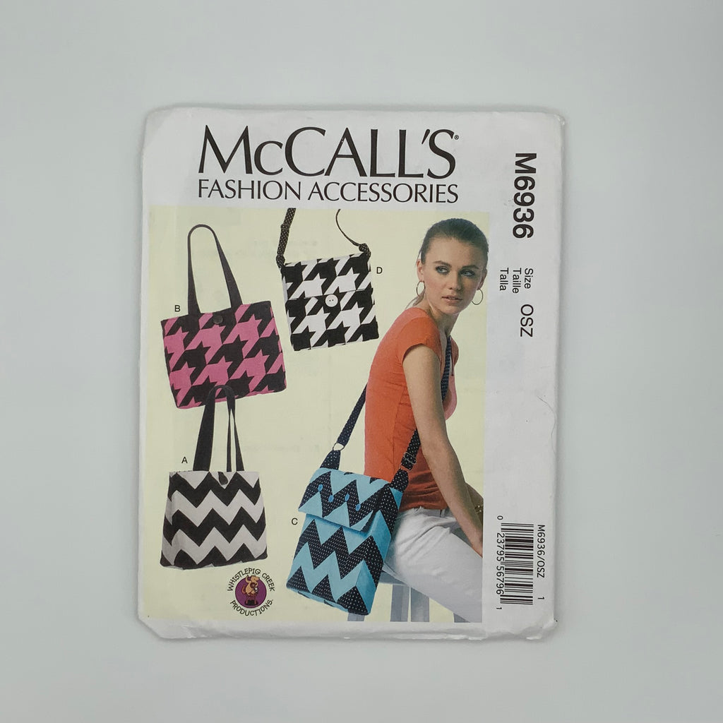 McCall's 6936 (2014) Tote and Messenger Bags with Style Variations - Uncut Sewing Pattern