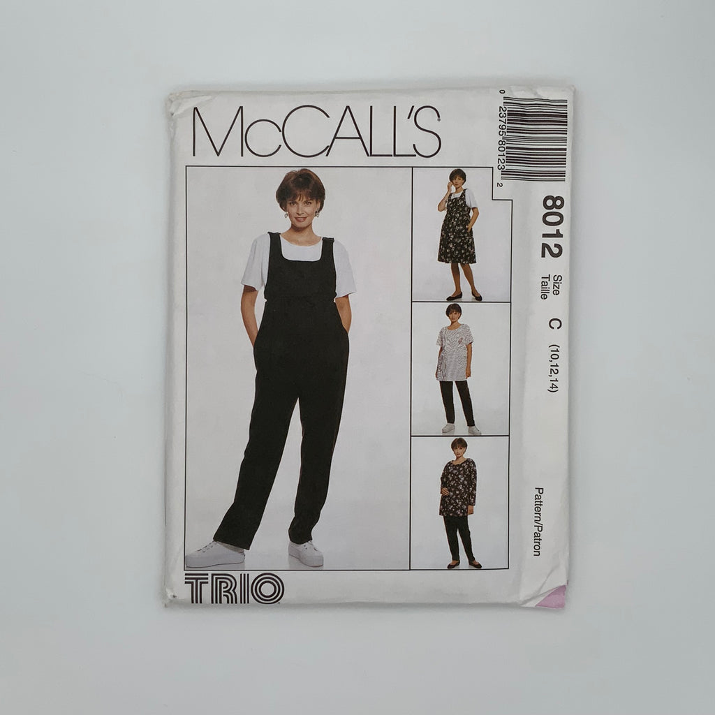 McCall's 8012 (1995) Maternity Jumper, Jumpsuit, Top, and Pants - Vintage Uncut Sewing Pattern