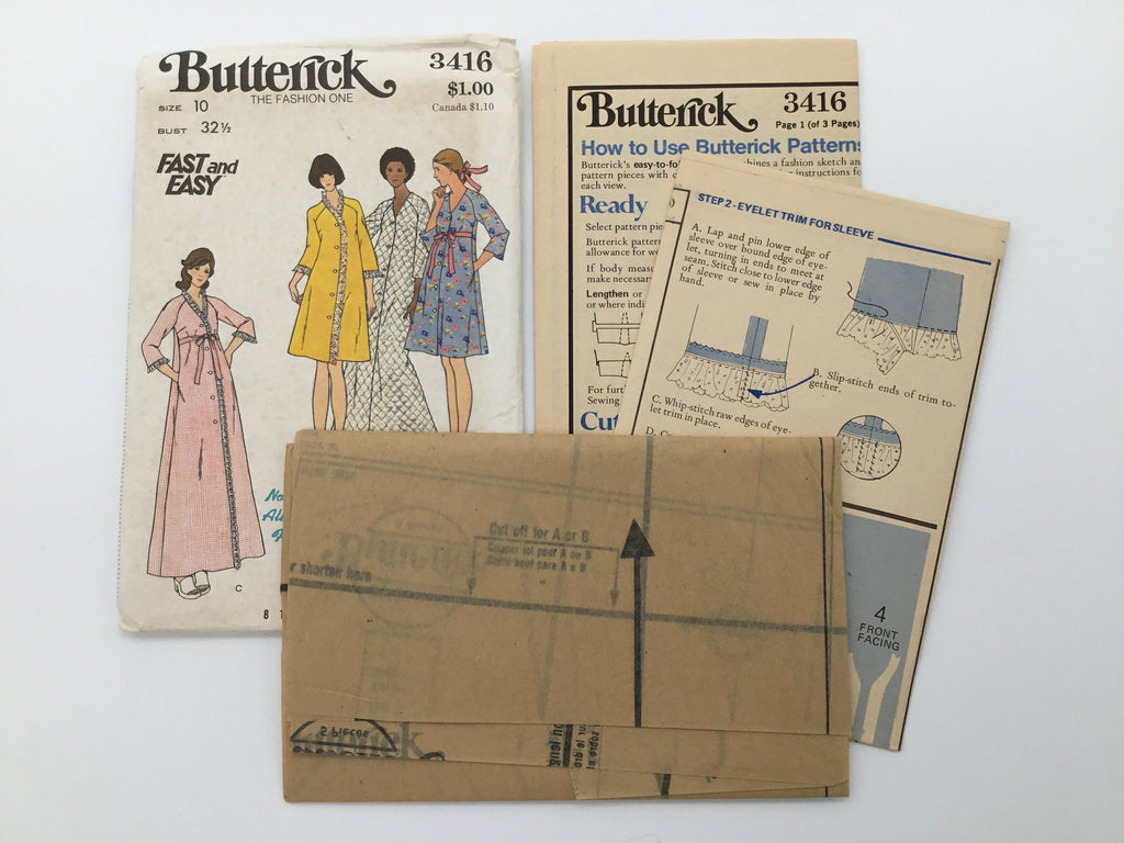 Butterick 3416 Robe with Length Variations - Vintage Uncut Sewing Pattern