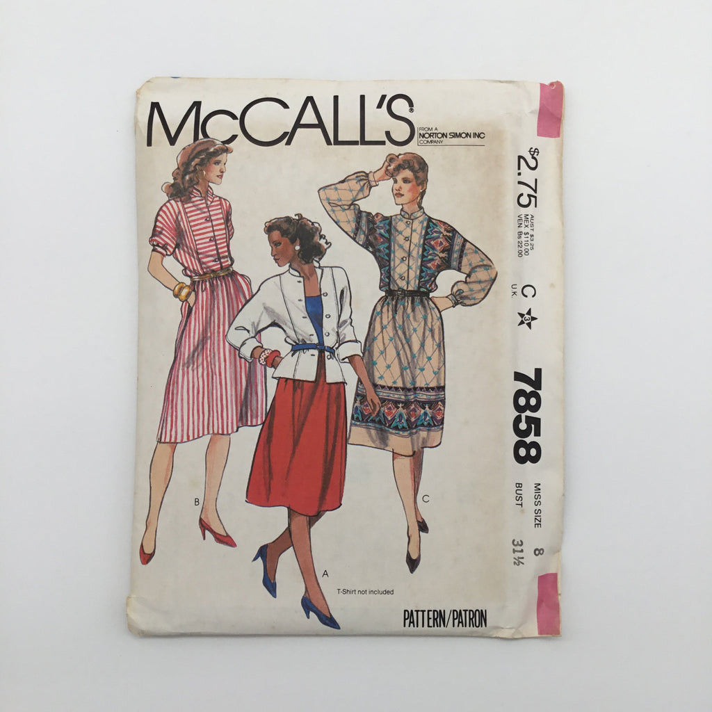 McCall's 7858 (1982) Top and Skirt - Vintage Uncut Sewing Pattern