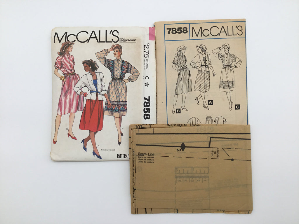McCall's 7858 (1982) Top and Skirt - Vintage Uncut Sewing Pattern