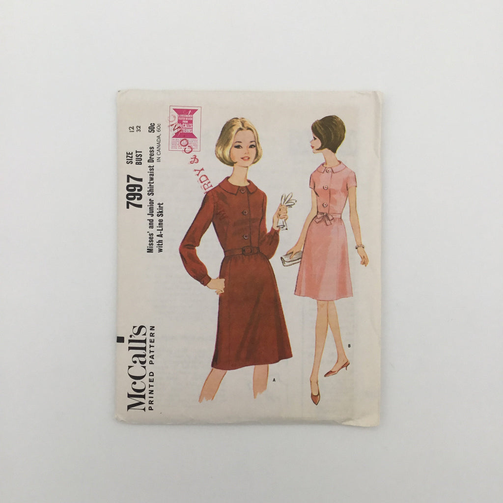 McCall's 7997 (1965) Dress with Sleeve Variations - Vintage Uncut Sewing Pattern