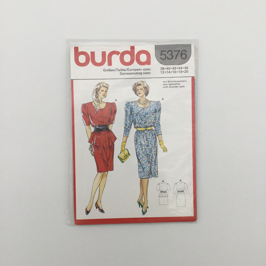 Burda 5376 Dress with Sleeve and Skirt Variations - Vintage Uncut Sewing Pattern