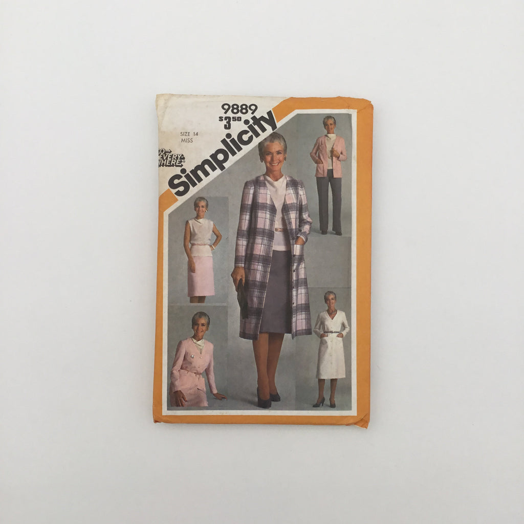 Simplicity 9889 (1980) Coat, Jacket, Dress, Blouse, Skirt, and Pants - Vintage Uncut Sewing Pattern