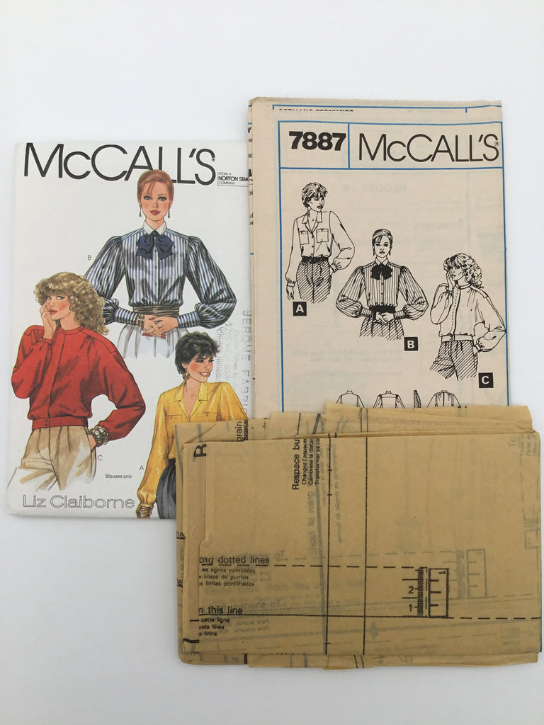 McCall's 7887 (1982) Blouse with Collar and Sleeve Variations - Vintage Uncut Sewing Pattern