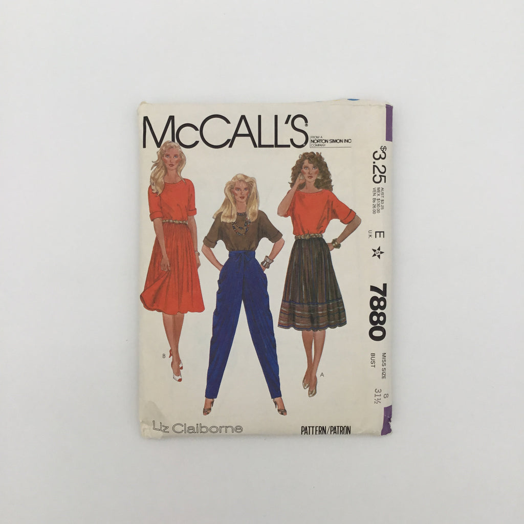 McCall's 7880 (1982) Top, Skirt, and Pants - Vintage Uncut Sewing Pattern