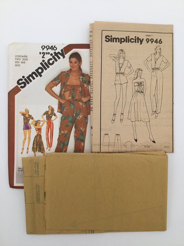 Simplicity 9946 (1981) Shirt, Bandeau, Skirt, Pants, and Shorts - Vintage Uncut Sewing Pattern