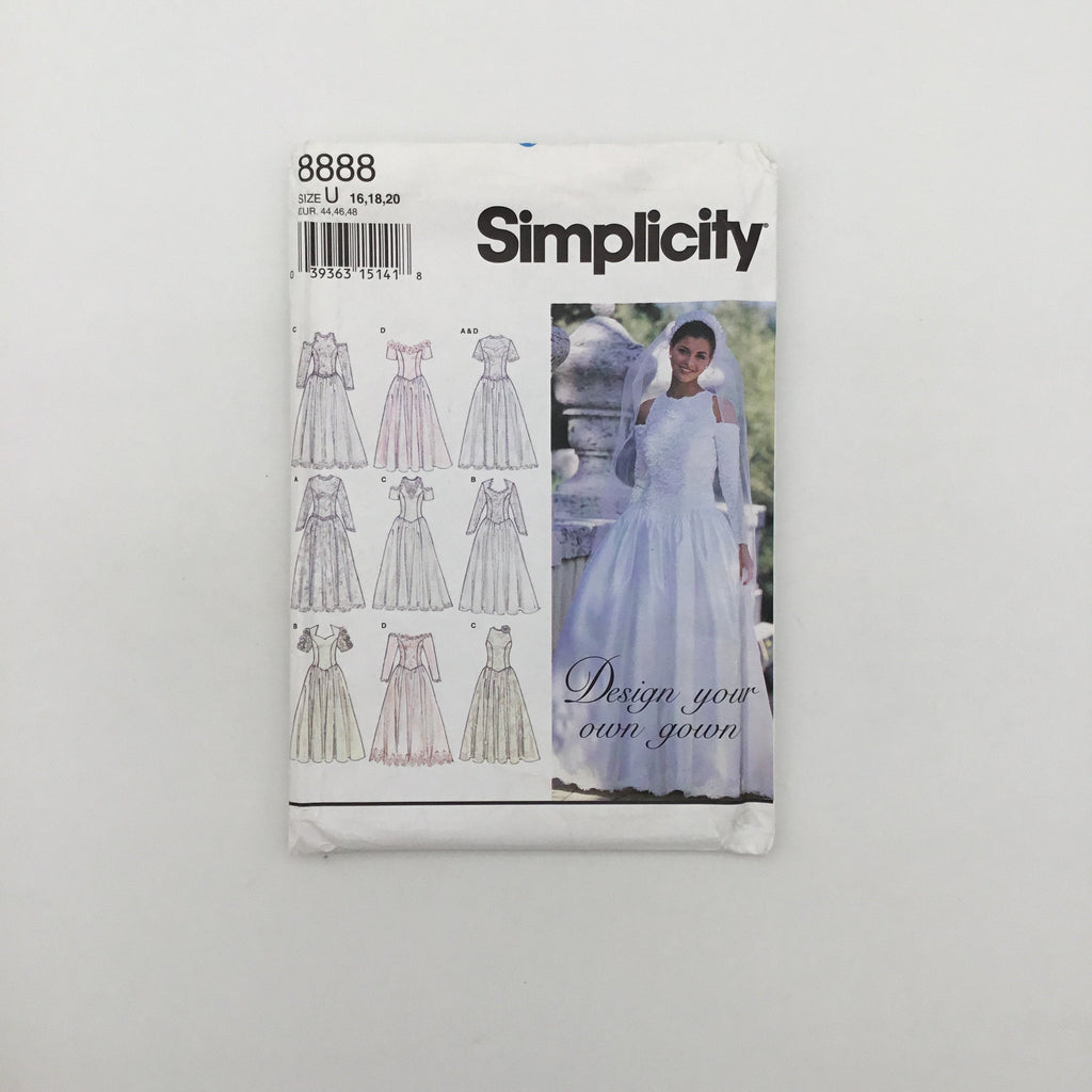 Simplicity 8888 (1994) Wedding or Special Occasion Gown with Style Variations - Vintage Uncut Sewing Pattern
