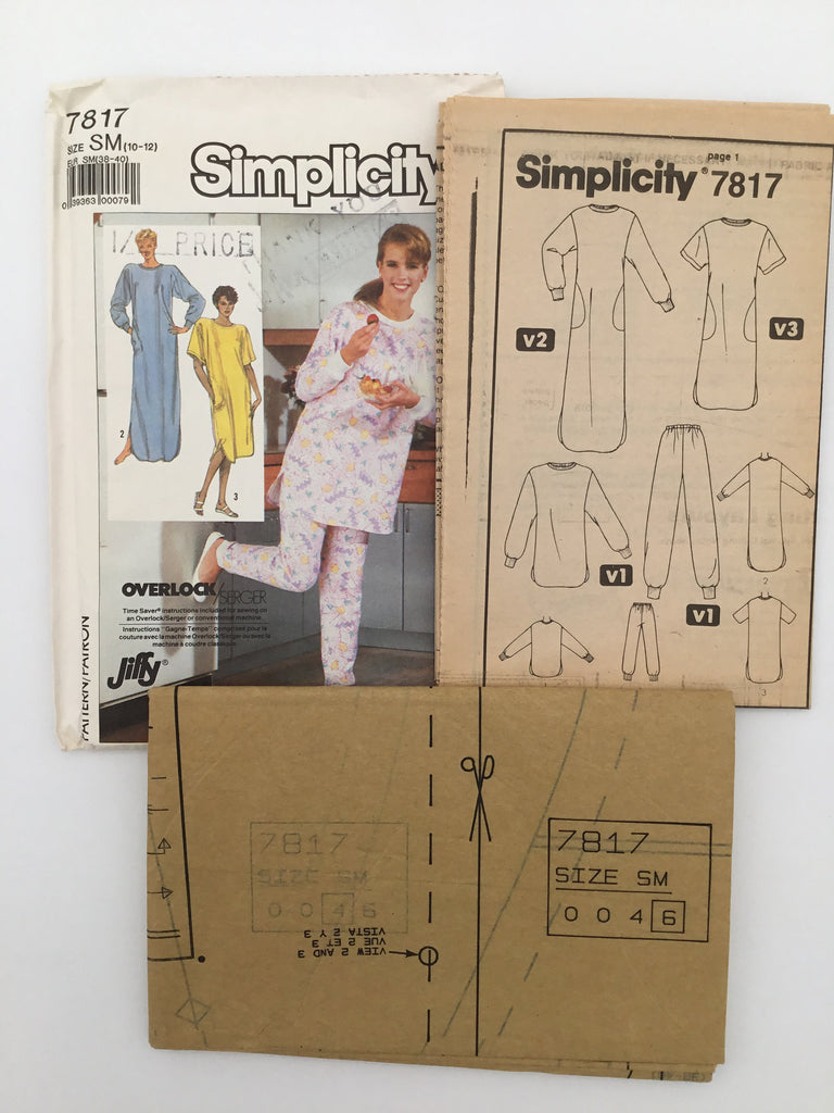 Simplicity 7817 (1986) Pajamas and Nightgown with Length Variations - Vintage Uncut Sewing Pattern
