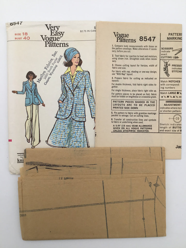 Vogue 8547 Jacket, Skirt, and Pants - Vintage Uncut Sewing Pattern