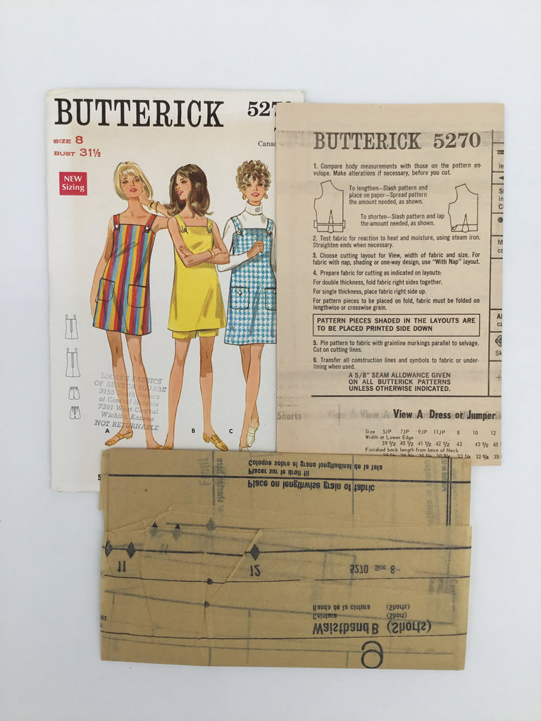 Butterick 5270 Dress, Jumper, and Shorts - Vintage Uncut Sewing Pattern