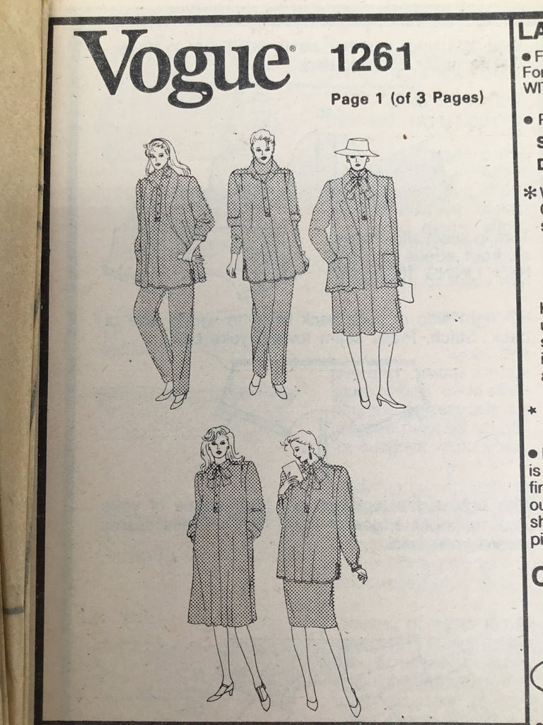 Vogue 1261 Maternity Jacket, Dress, Top, Pants, and Skirt - Vintage Uncut Sewing Pattern