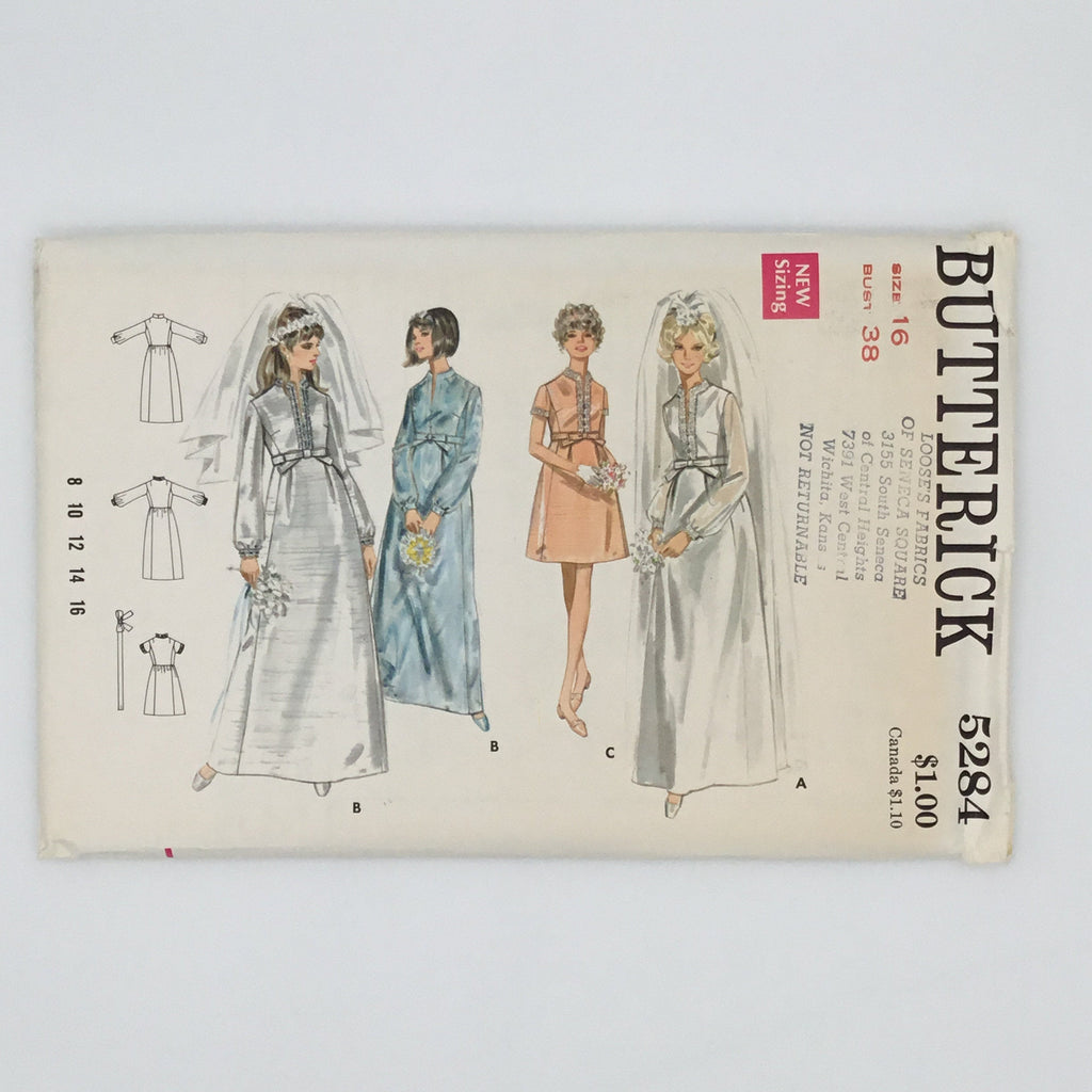 Butterick 5284 Dress with Sleeve and Length Variations - Vintage Uncut Sewing Pattern