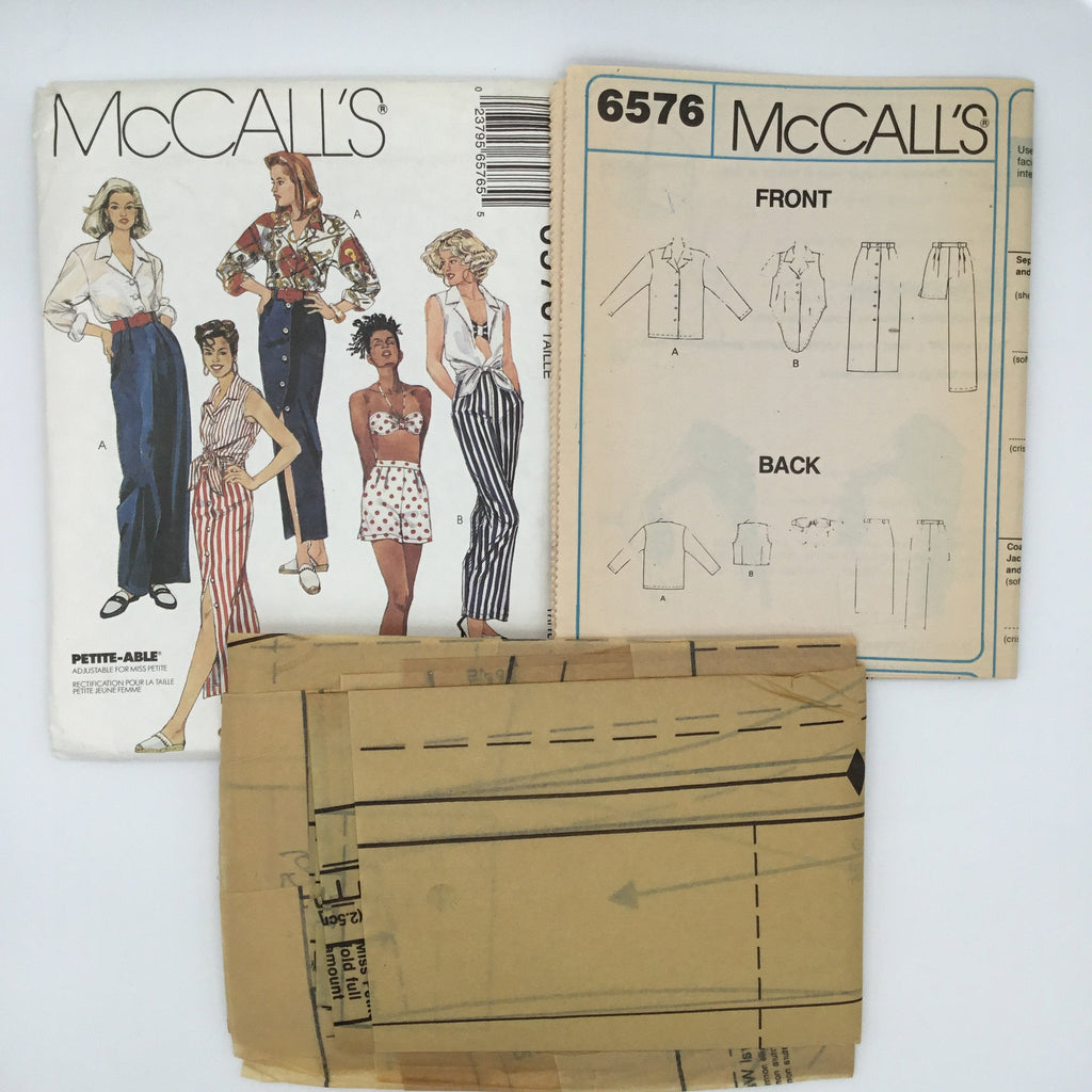 McCall's 6576 (1993) Shirt, Bra Top, Skirt, Pants, and Shorts - Vintage Uncut Sewing Pattern