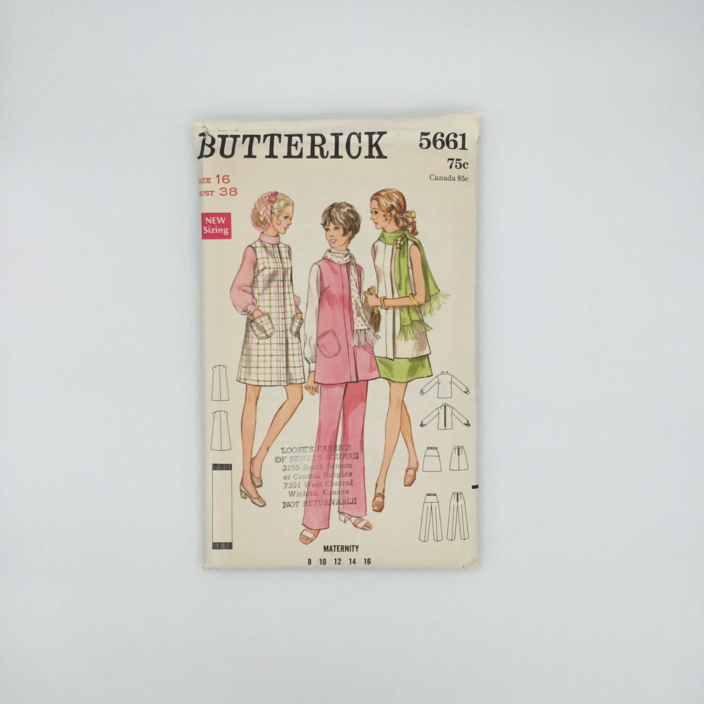 Butterick 5661 Maternity Jumper, Tunic, Blouse, Skirt, Pants, and Scarf - Vintage Uncut Sewing Pattern