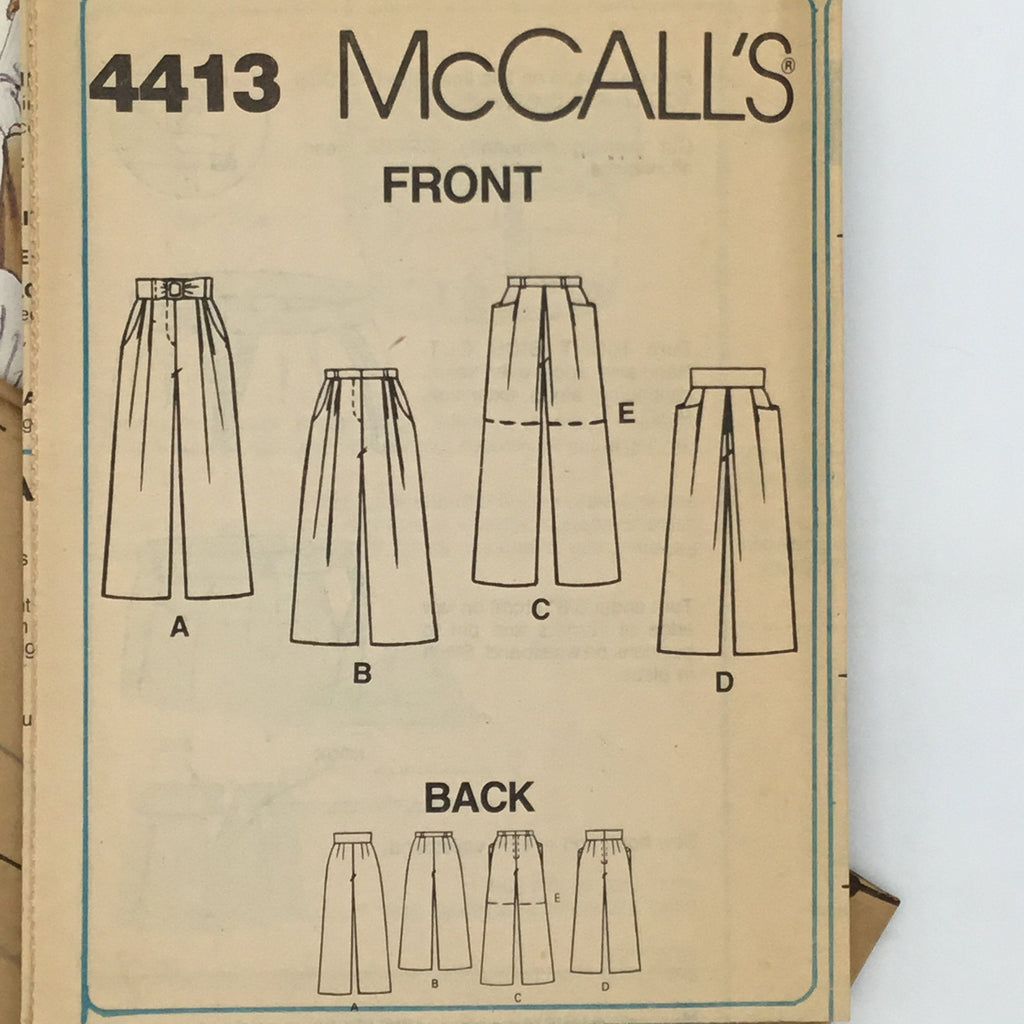 McCall's 4413 (1989) Pants and Shorts - Vintage Uncut Sewing Pattern