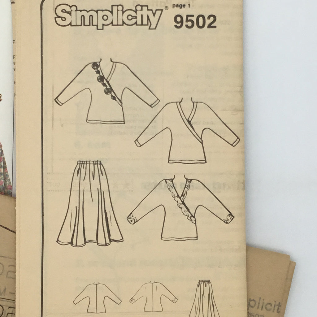 Simplicity 9502 (1989) Top and Skirt - Vintage Uncut Sewing Pattern