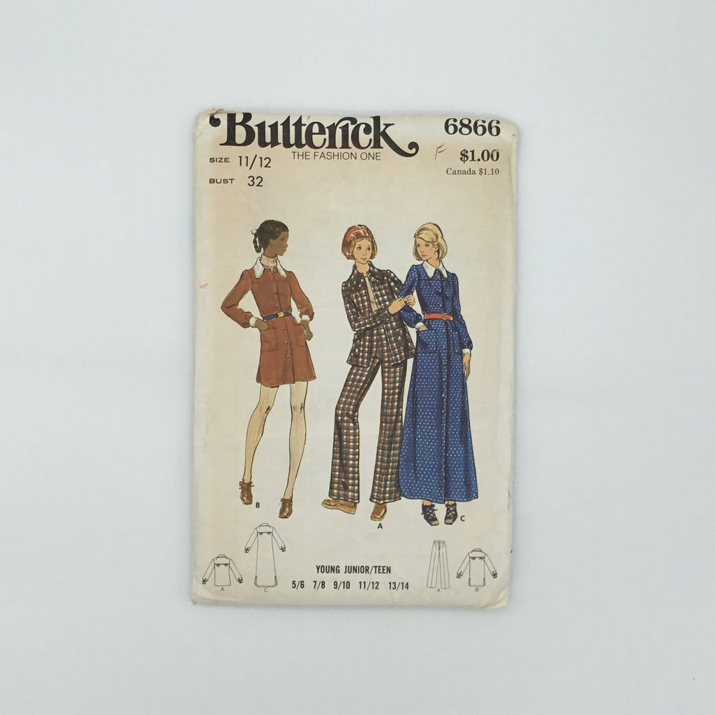 Butterick 6866 Dress, Shirt, and Pants - Vintage Uncut Sewing Pattern