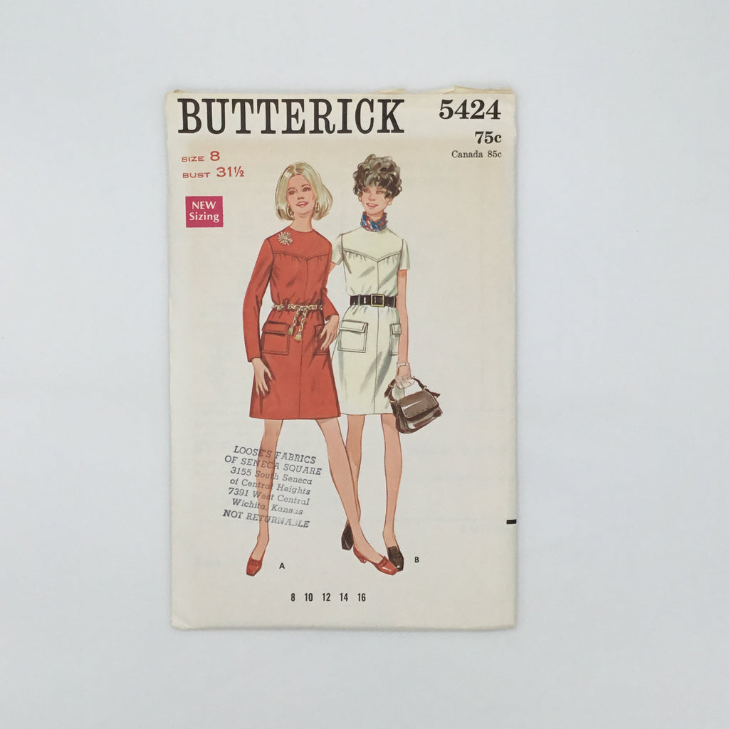 Butterick 5424 Dress with Sleeve Variations - Vintage Uncut Sewing Pattern