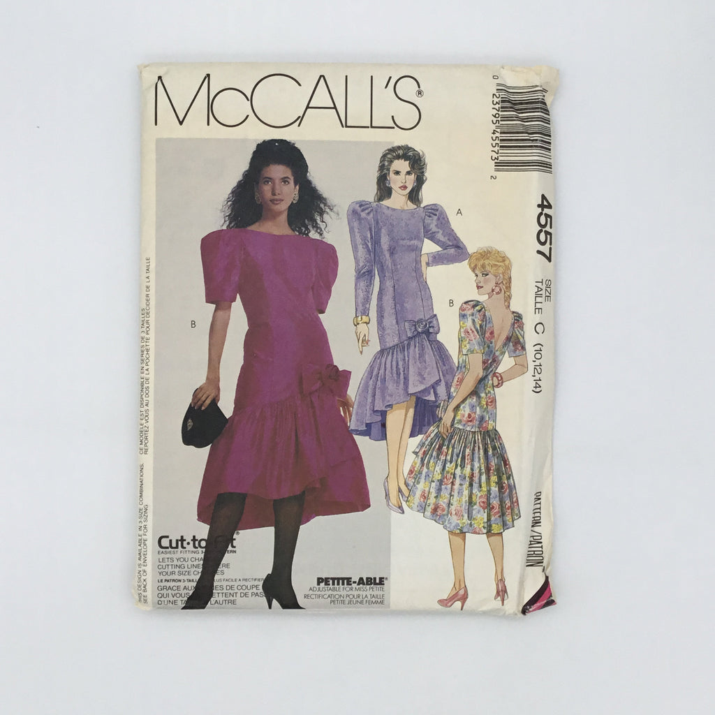 McCall's 4557 (1989) Dress with Sleeve Variations - Vintage Uncut Sewing Pattern