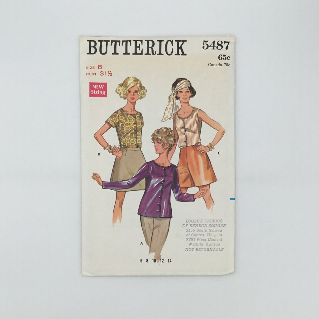 Butterick 5487 Top with Sleeve Variations - Vintage Uncut Sewing Pattern