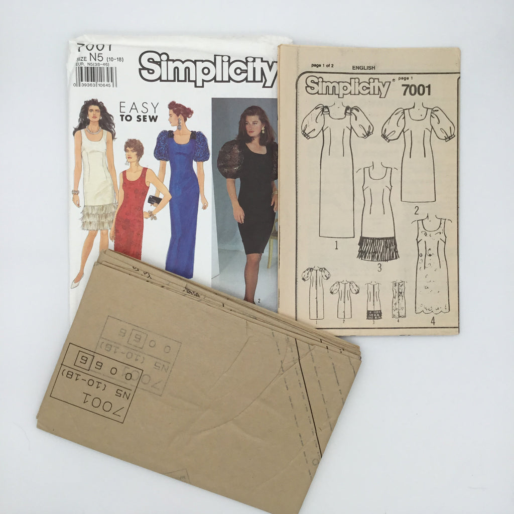 Simplicity 7001 (1990) Dress with Sleeve and Length Variations - Vintage Uncut Sewing Pattern