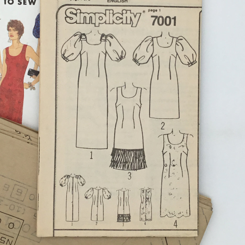 Simplicity 7001 (1990) Dress with Sleeve and Length Variations - Vintage Uncut Sewing Pattern