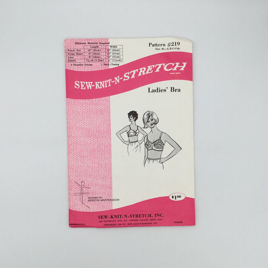 Sew-Knit-N-Stretch 219 (1969) Bra - Vintage Uncut Sewing Pattern