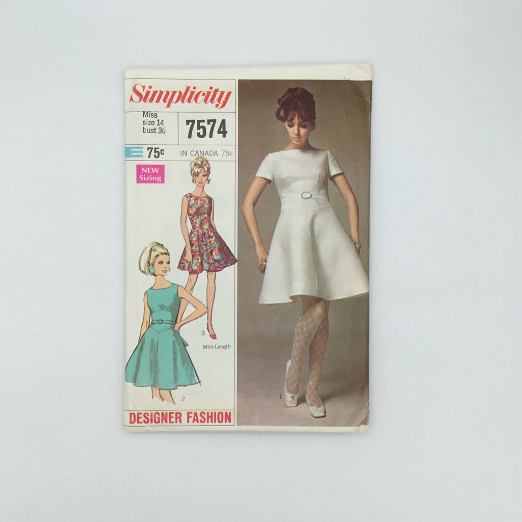 Simplicity 7574 (1968) Dress with Sleeve and Length Variations - Vintage Uncut Sewing Pattern