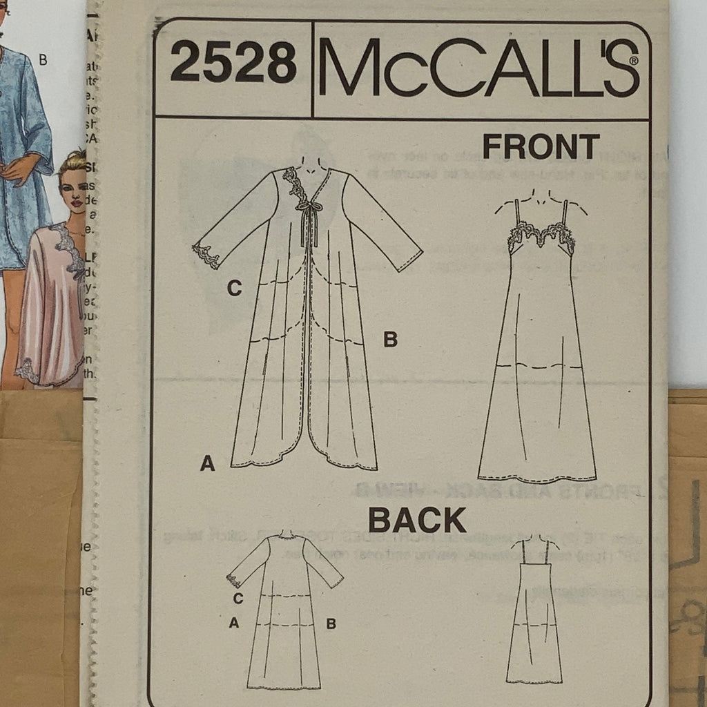 McCall's 2528 (1999) Robe and Nightgown with Length Variations - Vintage Uncut Sewing Pattern