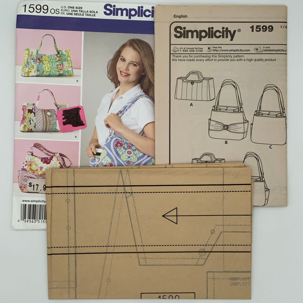 Simplicity 1599 (2013) Shoulder Bags with Style Variations  - Uncut Sewing Pattern