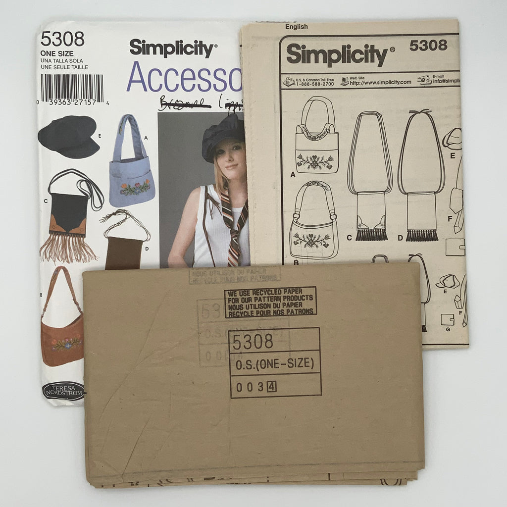 Simplicity 5308 (2003) Bags, Tie, and Hat  - Uncut Sewing Pattern