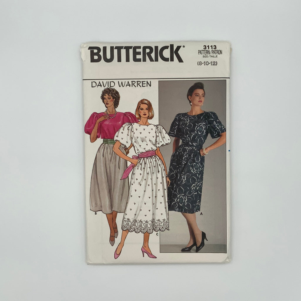Butterick 3113 (1985) Dress with Sleeve Variations - Vintage Uncut Sewing Pattern