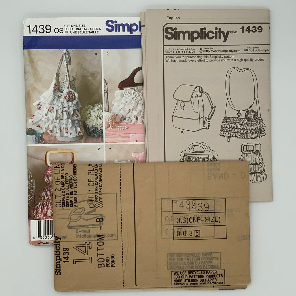 Simplicity 1439 (2014) Bags with Style Variations - Uncut Sewing Pattern