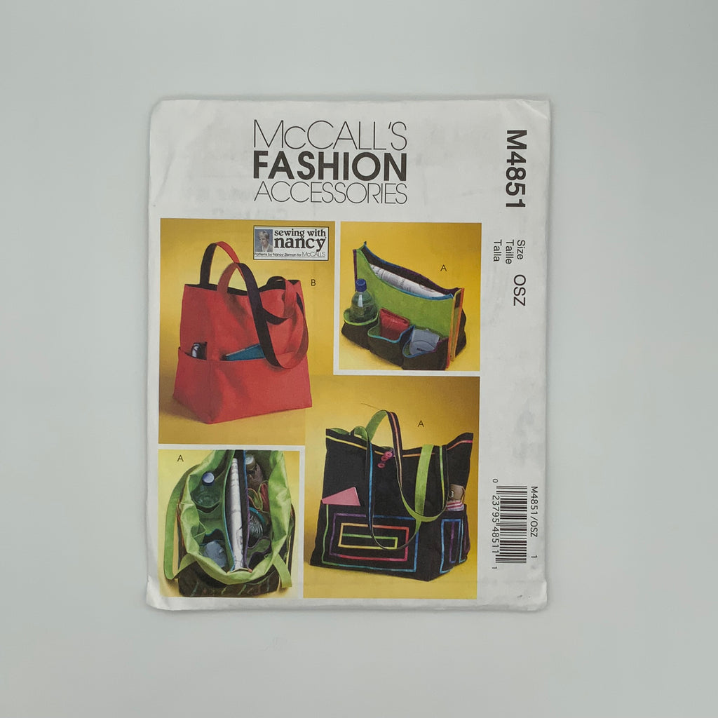 McCall's 4851 (2005) Tote Bags with Style Variations - Uncut Sewing Pattern