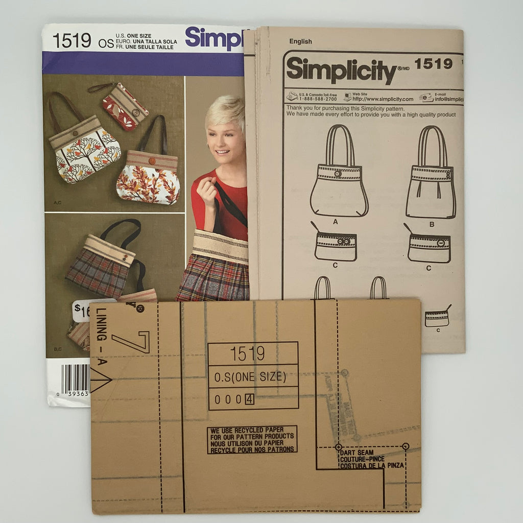 Simplicity 1519 (2013) Bags with Style Variations  - Uncut Sewing Pattern