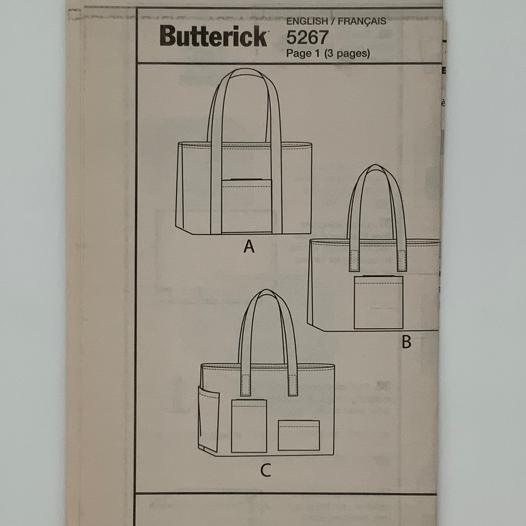 Butterick 5267 (2008) Tote Bags with Style Variations - Uncut Sewing Pattern