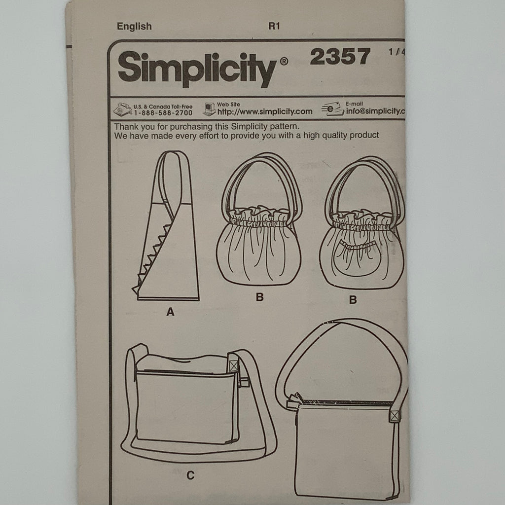 Simplicity 2357 (2010) Bags with Style Variations - Uncut Sewing Pattern
