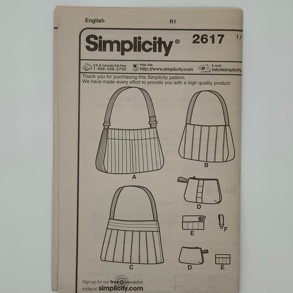 Simplicity 2617 (2009) Handbags with Style Variations - Uncut Sewing Pattern