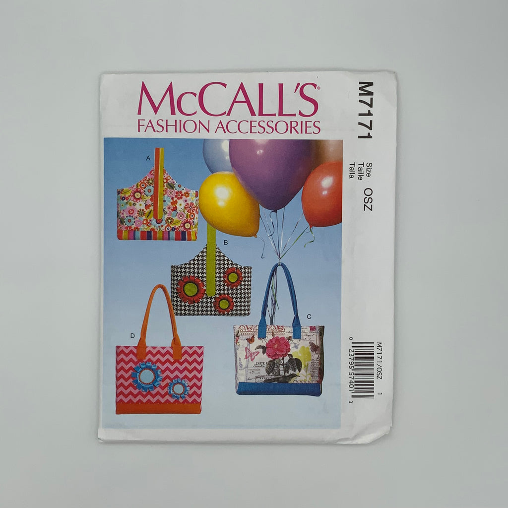McCall's 7171 (2015) Tote Bags with Style Variations - Uncut Sewing Pattern