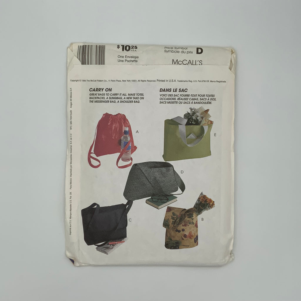 McCall's 8705 (1996) Shoulder Bags - Vintage Uncut Sewing Pattern