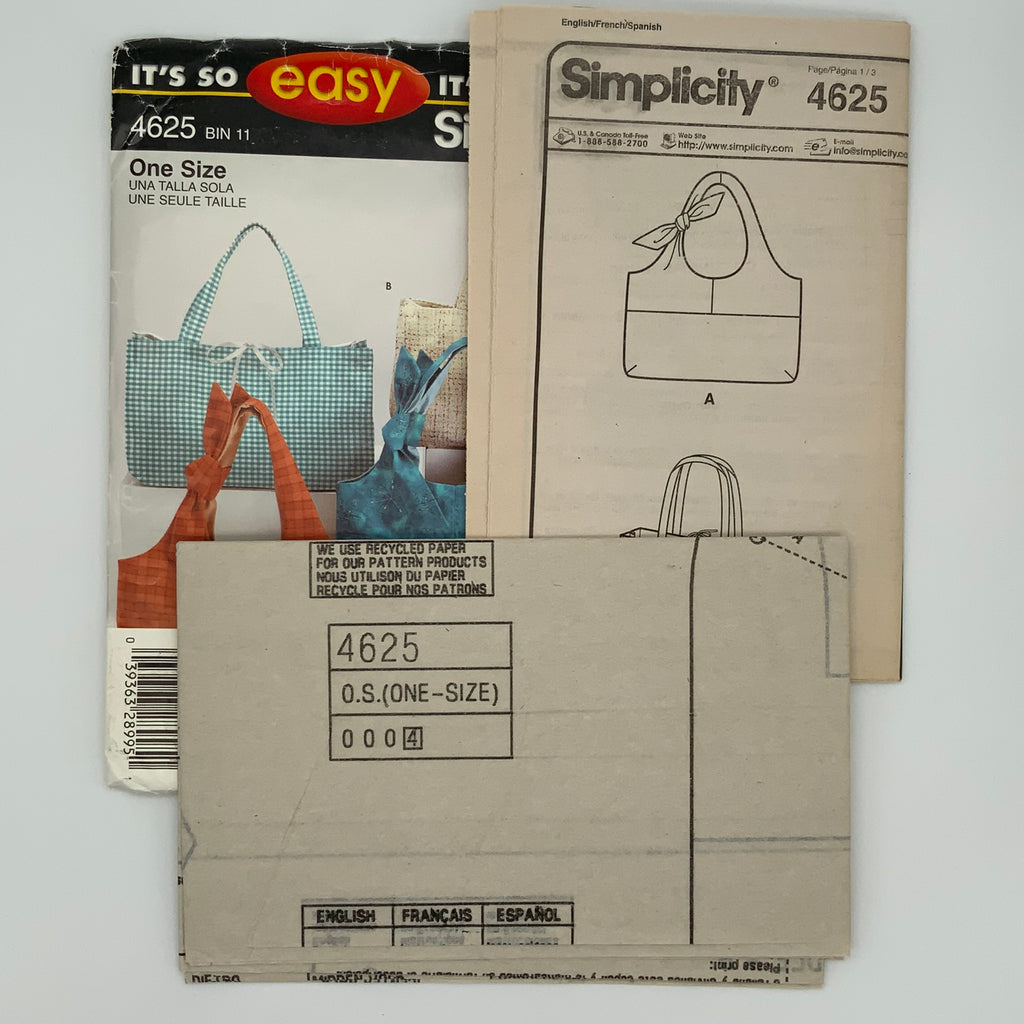 Simplicity 4625 (2005) Handbags with Style Variations  - Uncut Sewing Pattern