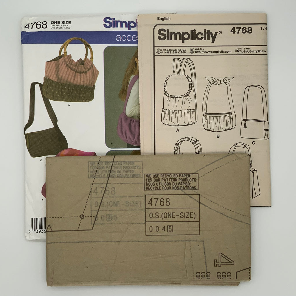 Simplicity 4768 (2004) Bags with Style Variations - Uncut Sewing Pattern