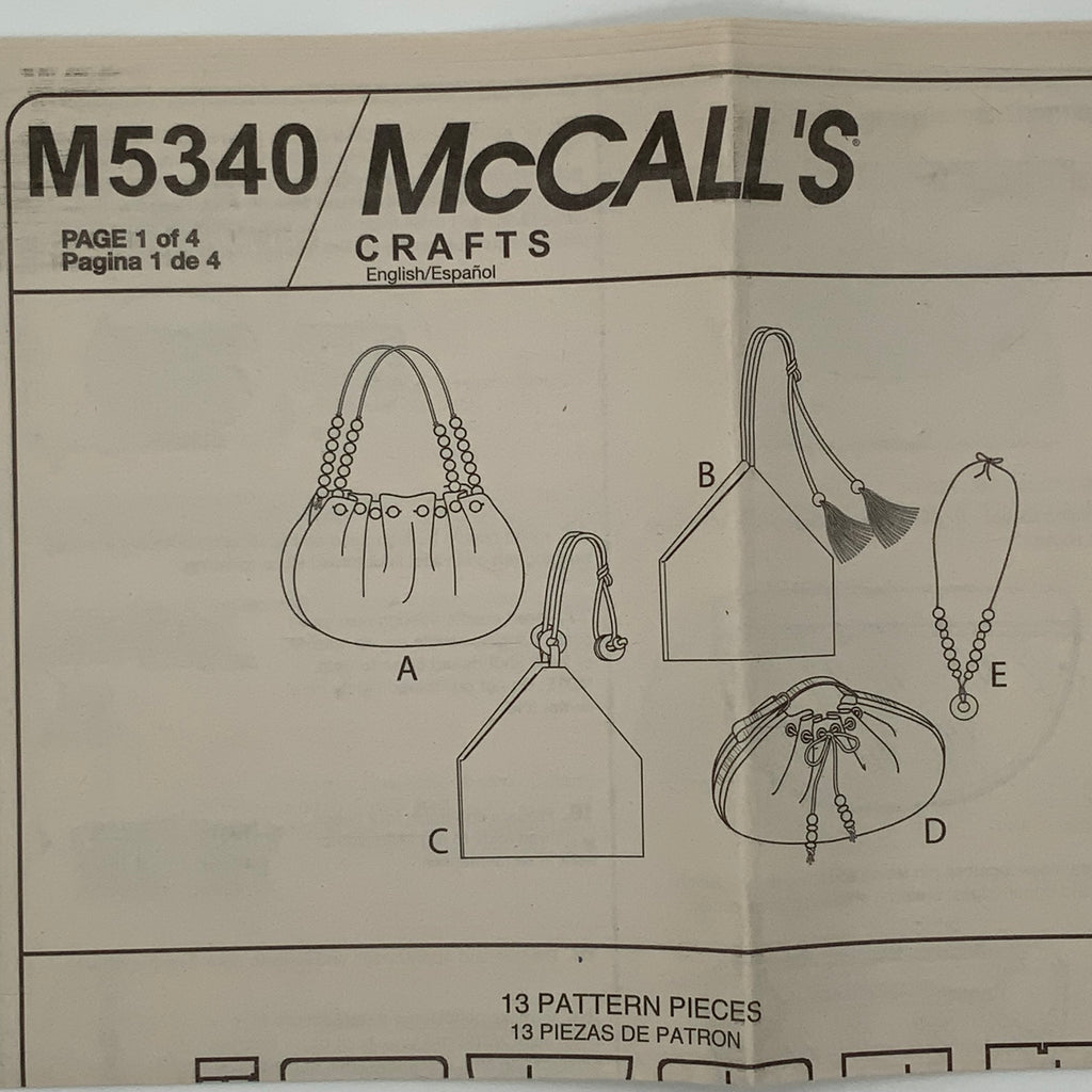 McCall's 5340 (2007) Handbags with Style Variations - Uncut Sewing Pattern