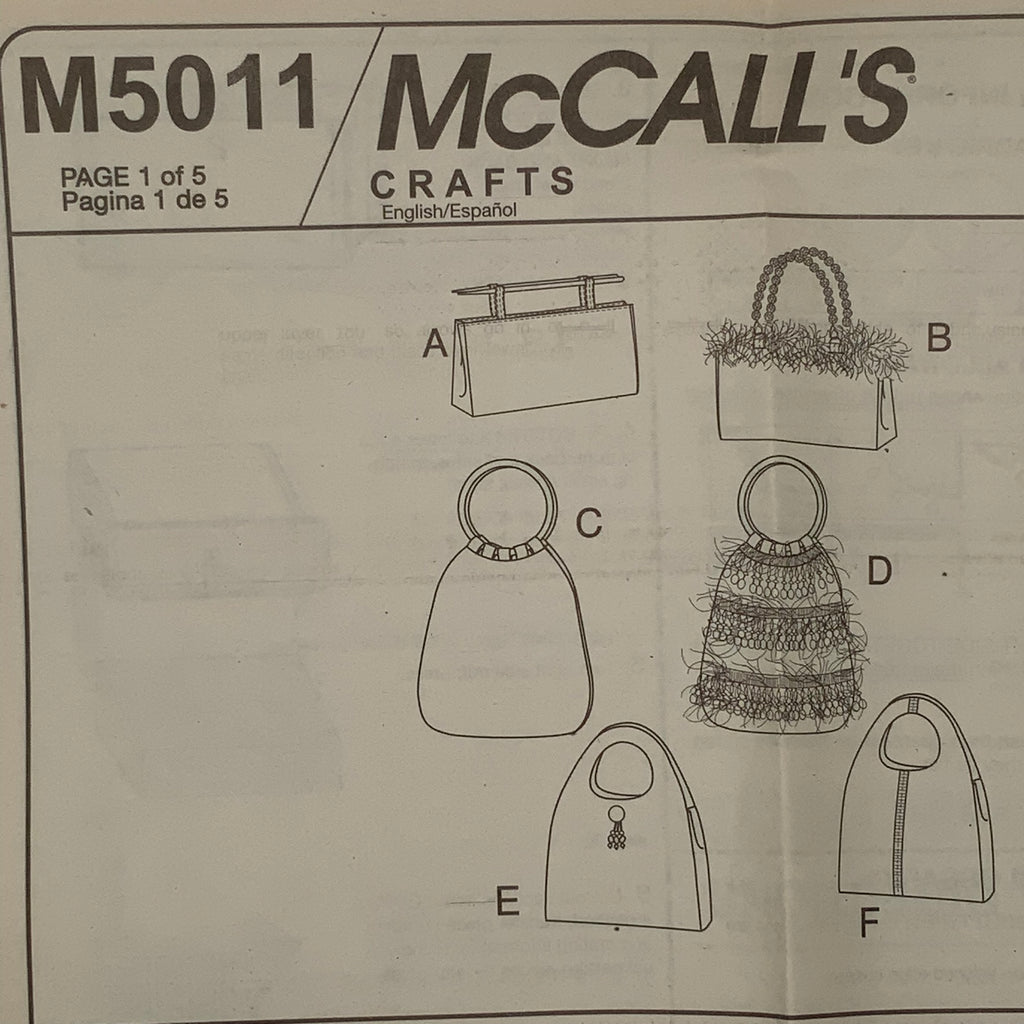McCall's 5011 (2005) Handbags with Style Variations - Uncut Sewing Pattern
