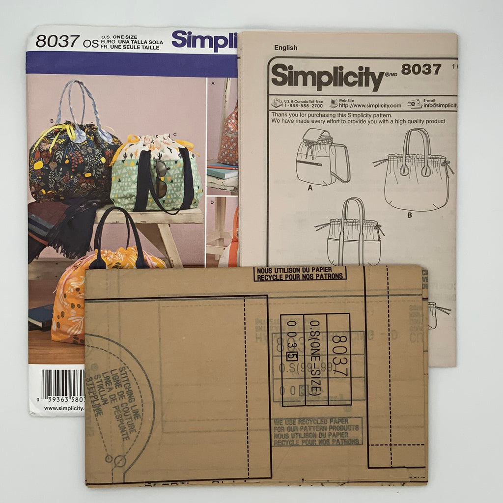 Simplicity 8037 (2015) Backpack and Totes with Style Variations - Uncut Sewing Pattern