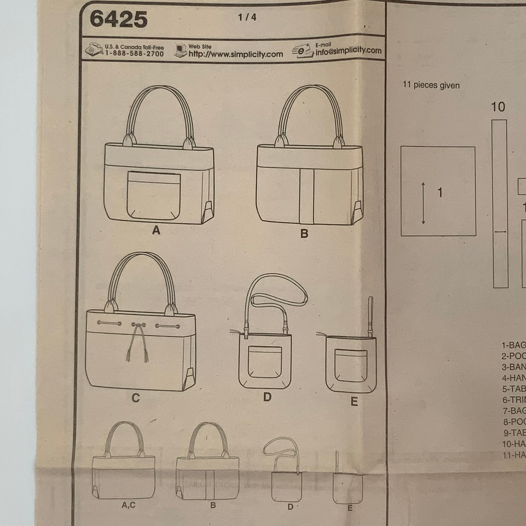 New Look 6425 (2004) Handbags with Style Variations - Uncut Sewing Pattern
